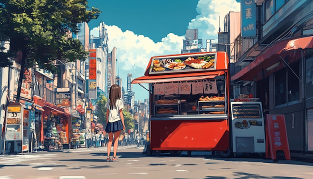 Free photo illustration of anime city