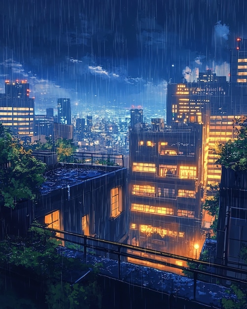 Free Photo illustration of anime city