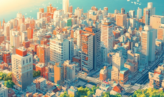 Free photo illustration of anime city