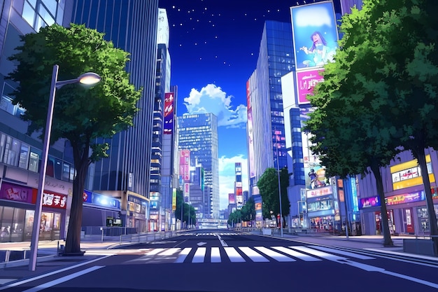 Free photo illustration of anime city