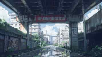 Free photo illustration of anime city