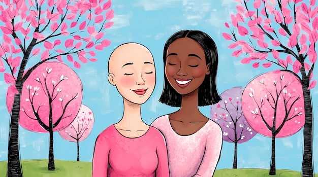 Free photo illustration for breast cancer awareness month in digital art style