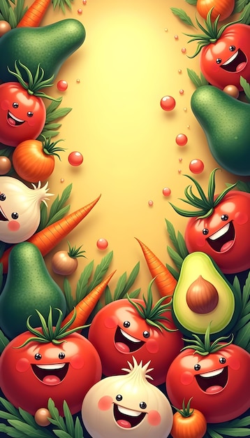 Free Photo illustration of  cute vegetables and fruits