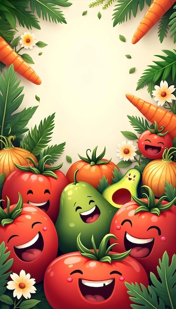 Free Photo illustration of  cute vegetables and fruits