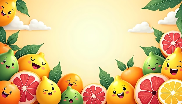 Free photo illustration of  cute vegetables and fruits