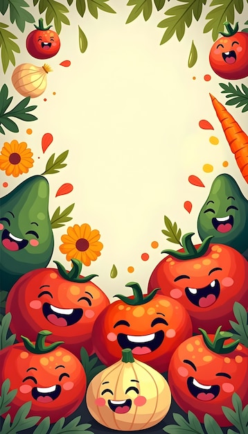 Free Photo illustration of  cute vegetables and fruits