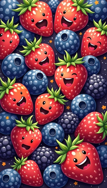 Illustration of cute vegetables and fruits