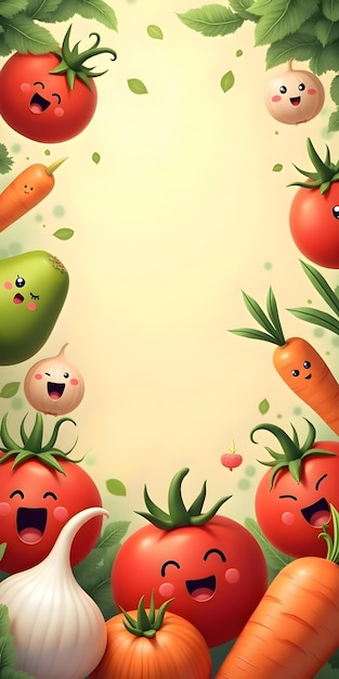 Free Photo illustration of cute vegetables and fruits