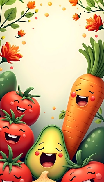 Free Photo illustration of cute vegetables and fruits