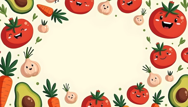 Illustration of cute vegetables and fruits