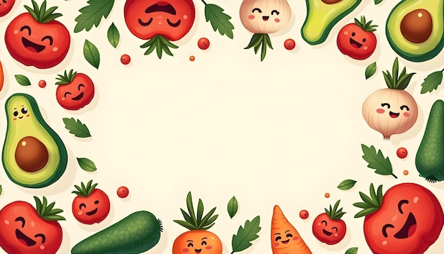 Free Photo illustration of cute vegetables and fruits