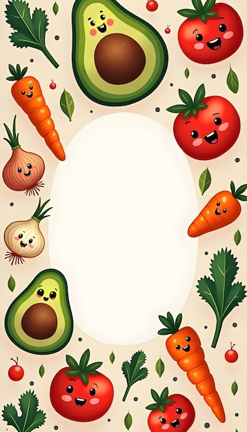 Free Photo illustration of cute vegetables and fruits