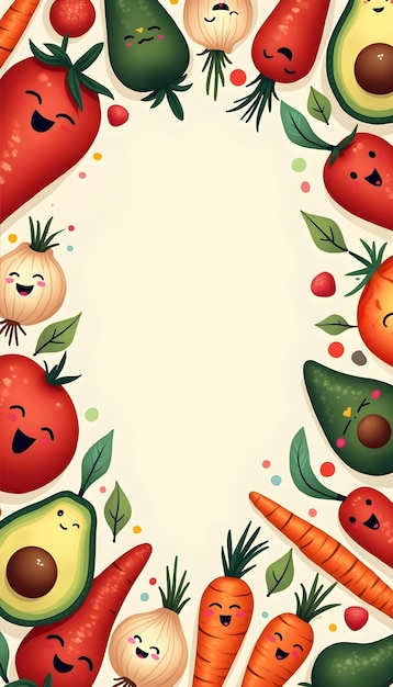 Free Photo illustration of cute vegetables and fruits