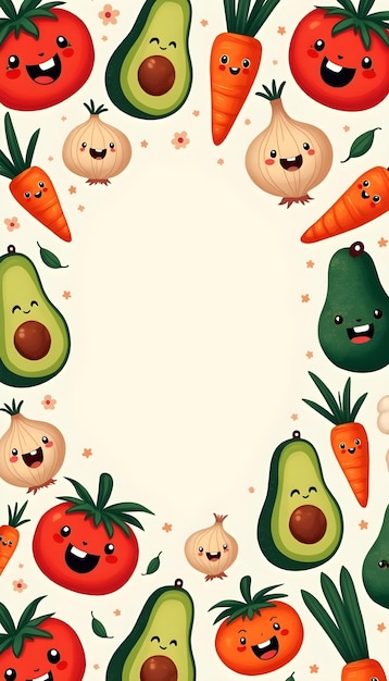 Free Photo illustration of cute vegetables and fruits