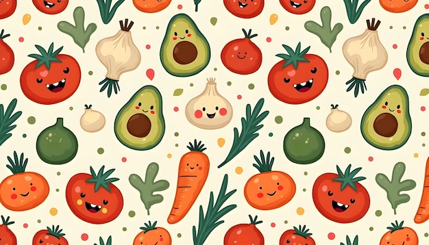 Free photo illustration of cute vegetables and fruits