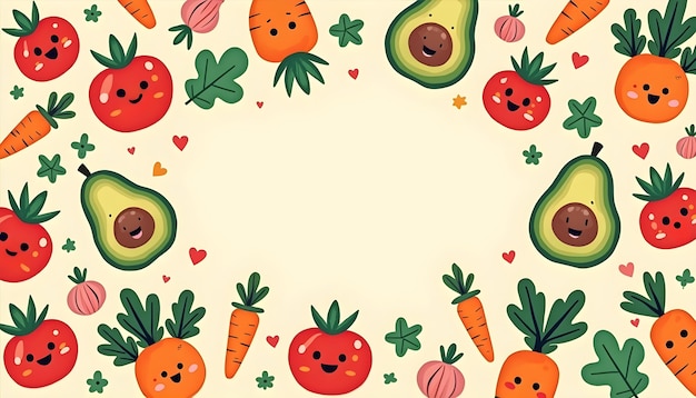 Free Photo illustration of cute vegetables and fruits