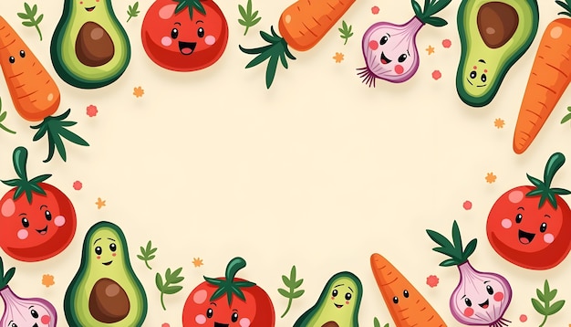 Free Photo illustration of cute vegetables and fruits