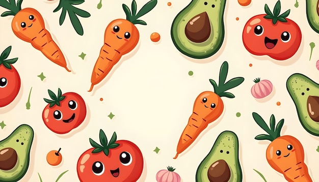 Free Photo illustration of cute vegetables and fruits