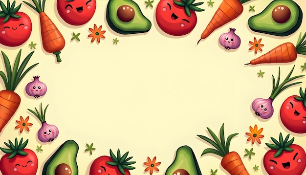 Free Photo illustration of cute vegetables and fruits