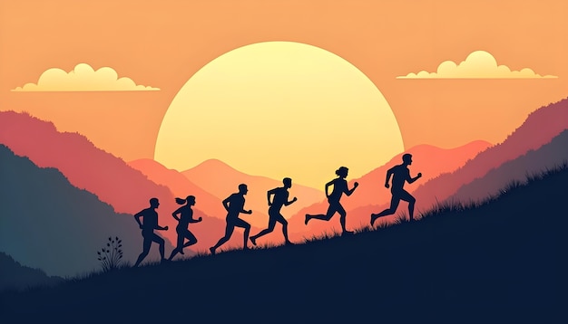 Free photo illustration of people jogging