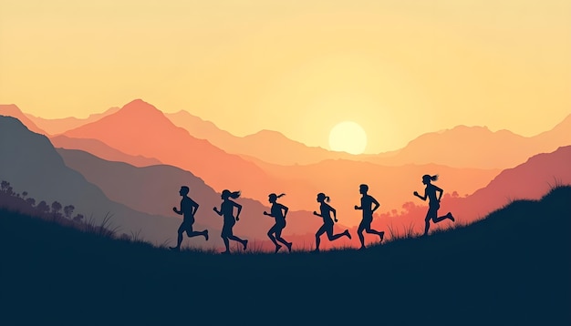 Free photo illustration of people jogging