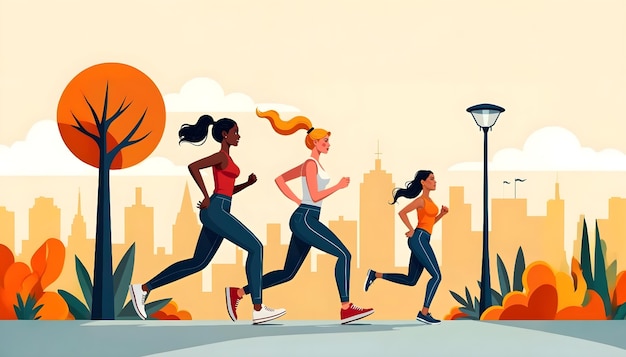 Free photo illustration of people jogging