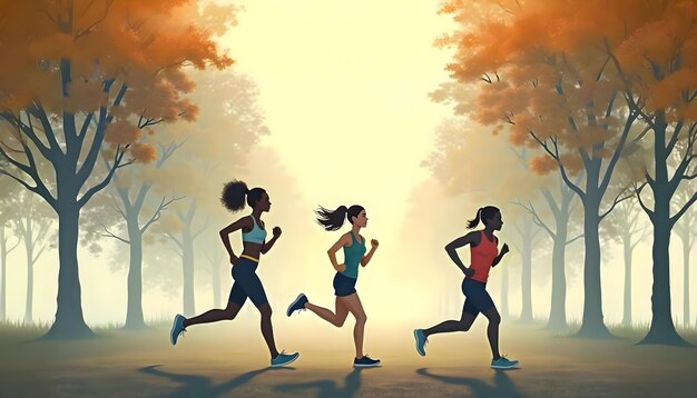 Illustration of people jogging