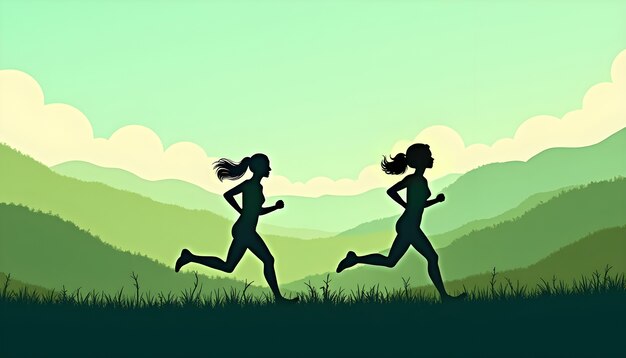 Illustration of people jogging