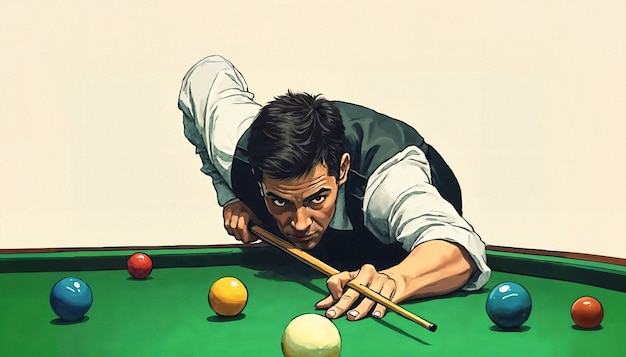 Illustration of person playing pool