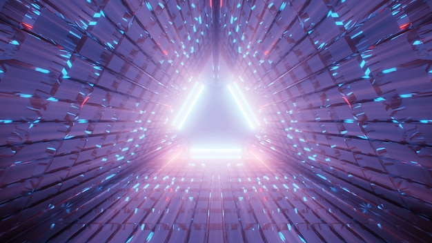 Free photo illustration of a triangular corridor made out of purple and blue lines