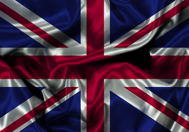 Illustration of a Union Jack flag with folds and creases