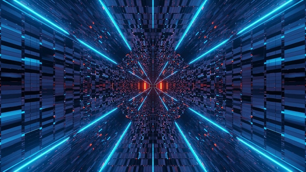 Illustration with abstract orange and blue light effects