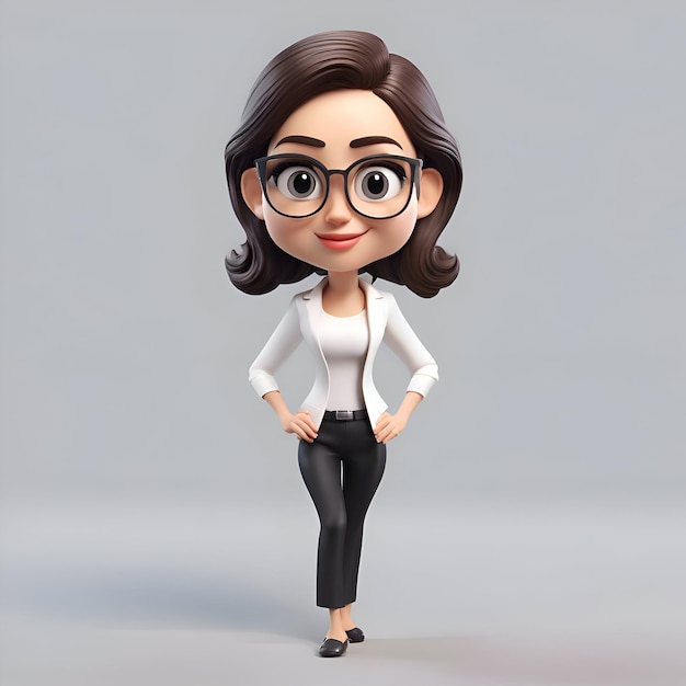 Free Photo illustration of young asian business woman with glasses 3d rendering