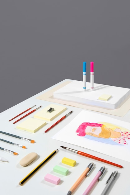 Illustrator tools arrangement still life