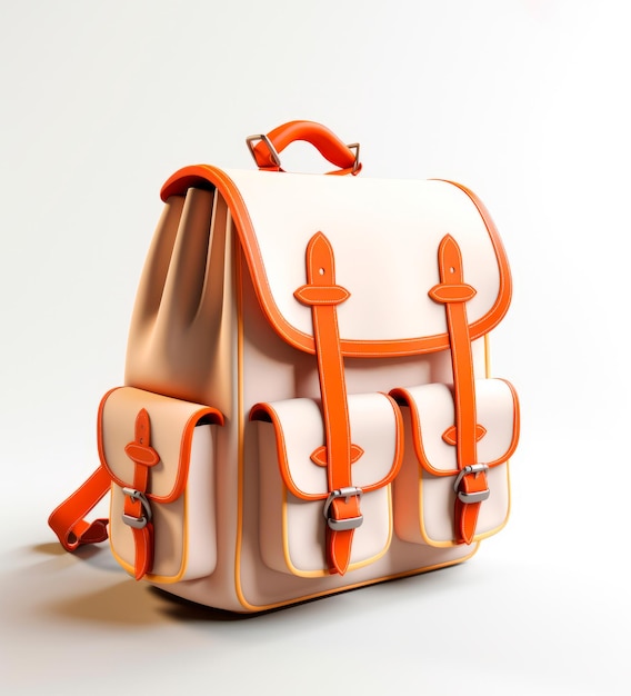 Free Photo image of a 3d school bag on a white background