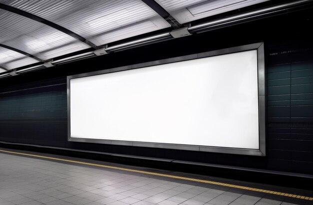 Image blank poster subway billboard on tiled wall