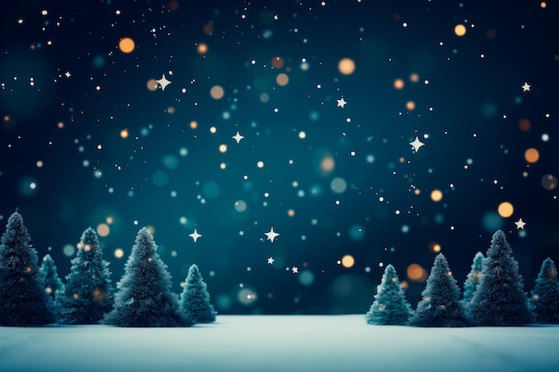 Free Photo image for christmas with snowy background of trees and stars