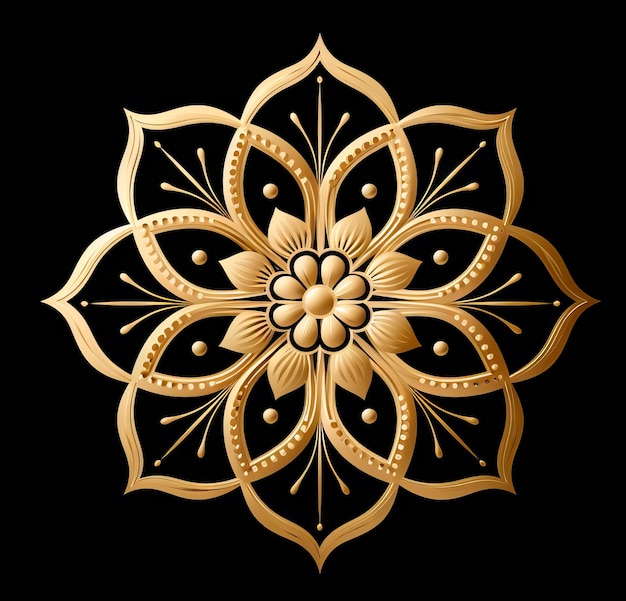 Image of golden mandala on black background for Diwali