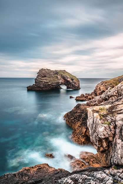 Image of scenic beach es of Torimbia and Toranda, Asturias, Spain.