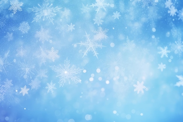 Free photo image of snowflakes blurred on a blue background