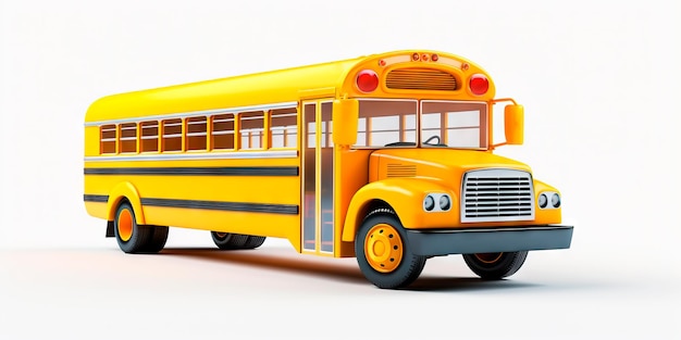 Free photo image of yellow toy 3d isolated school bus on white background