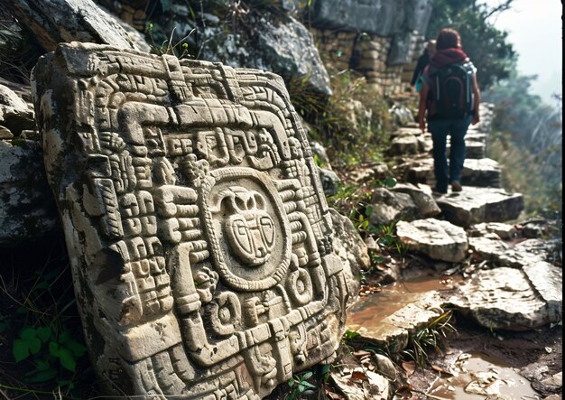 Inca and mayan design sculpted in stones