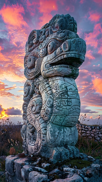 Free photo inca and mayan design sculpted in stones