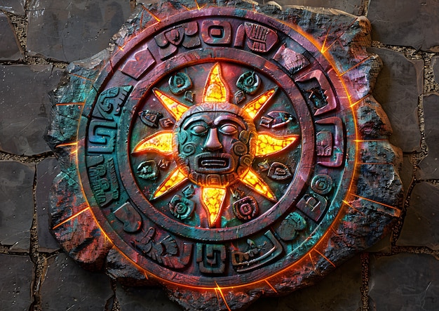 Inca and mayan design sculpted in stones