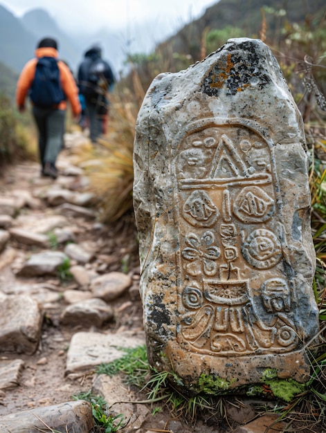 Free photo inca and mayan design sculpted in stones