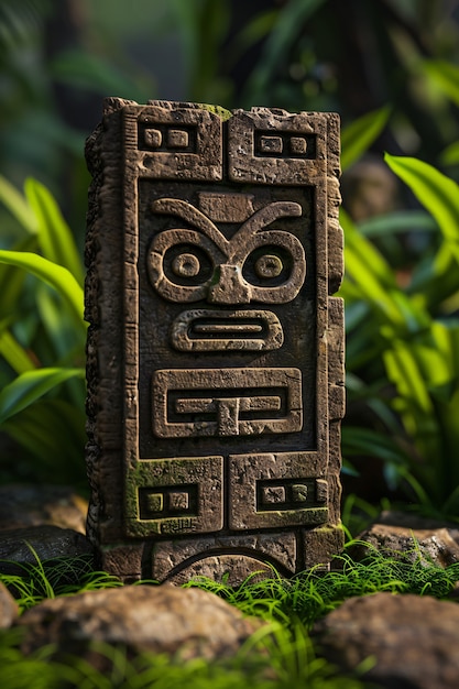 Free Photo inca and mayan design sculpted in stones