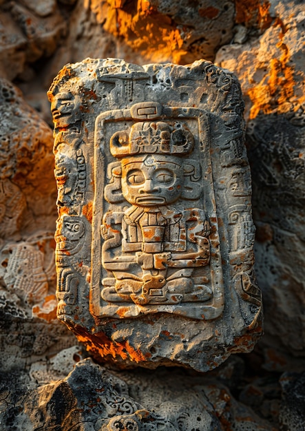 Free Photo inca and mayan design sculpted in stones