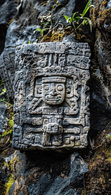 Free photo inca and mayan design sculpted in stones