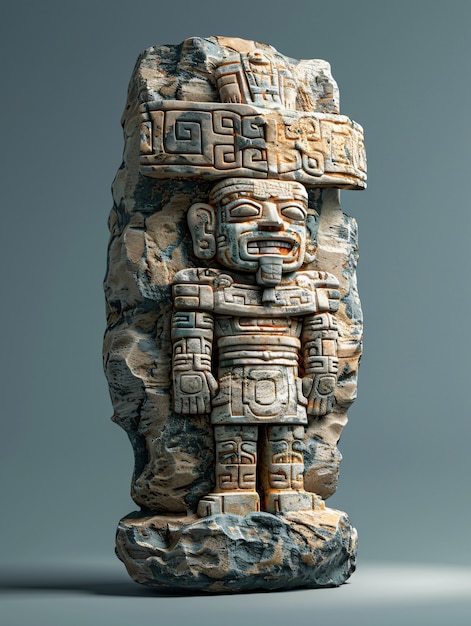 Free photo inca and mayan design sculpted in stones