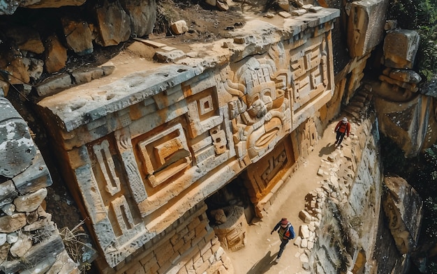 Inca and mayan design sculpted in stones